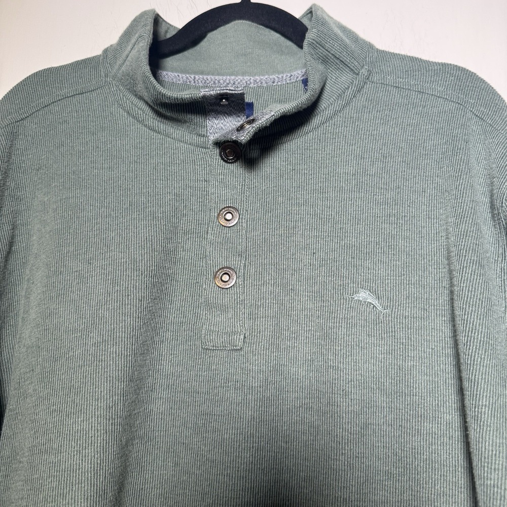 Tommy Bahama Cold Springs Snap Mock Pullover Sweater Green Mens Size 2XL